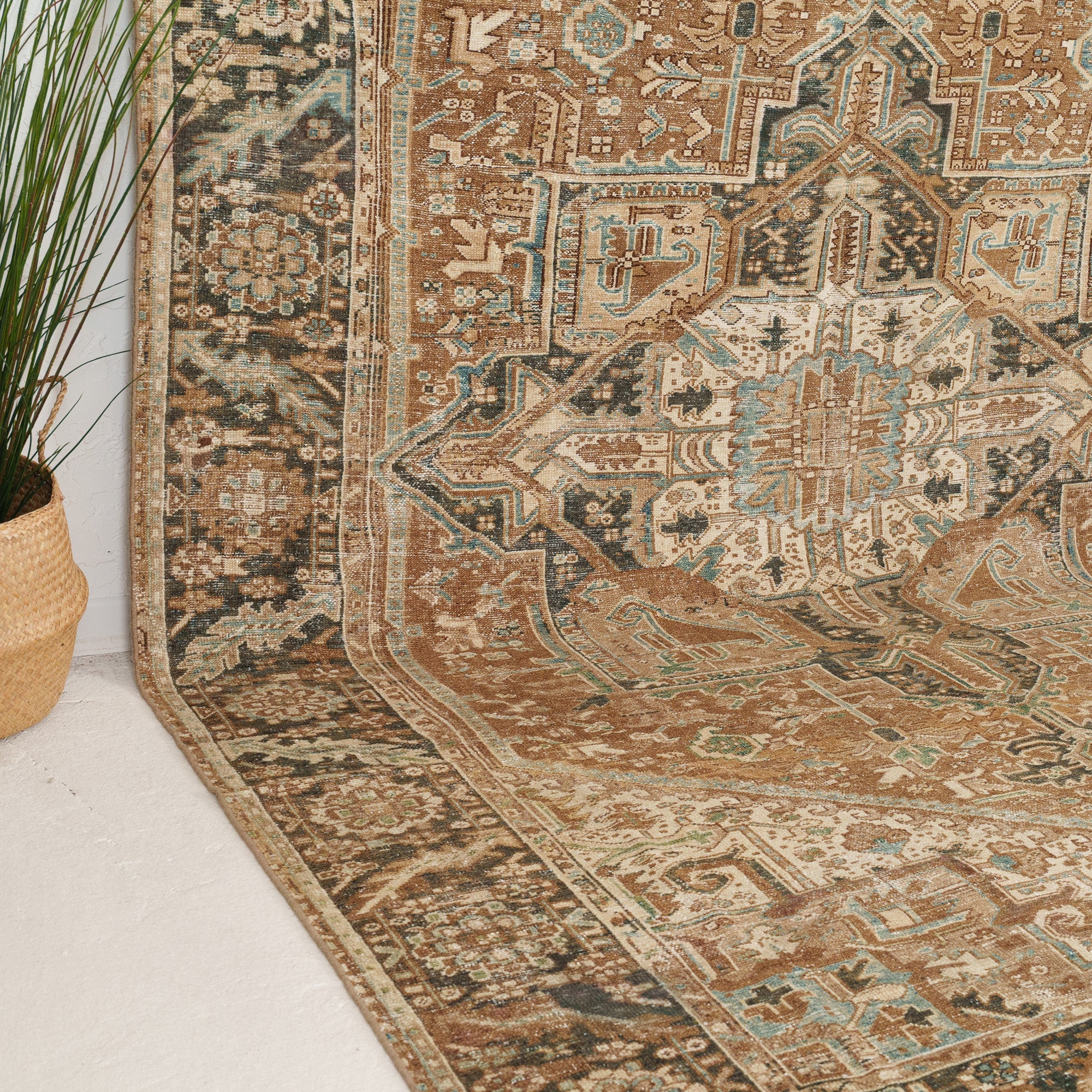 Brown and Beige Area Wool Rug