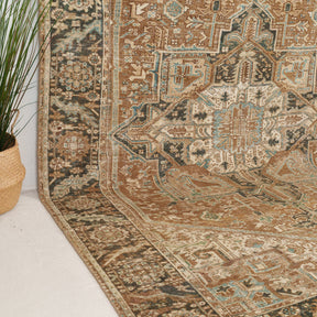 Brown and Beige Area Wool Rug