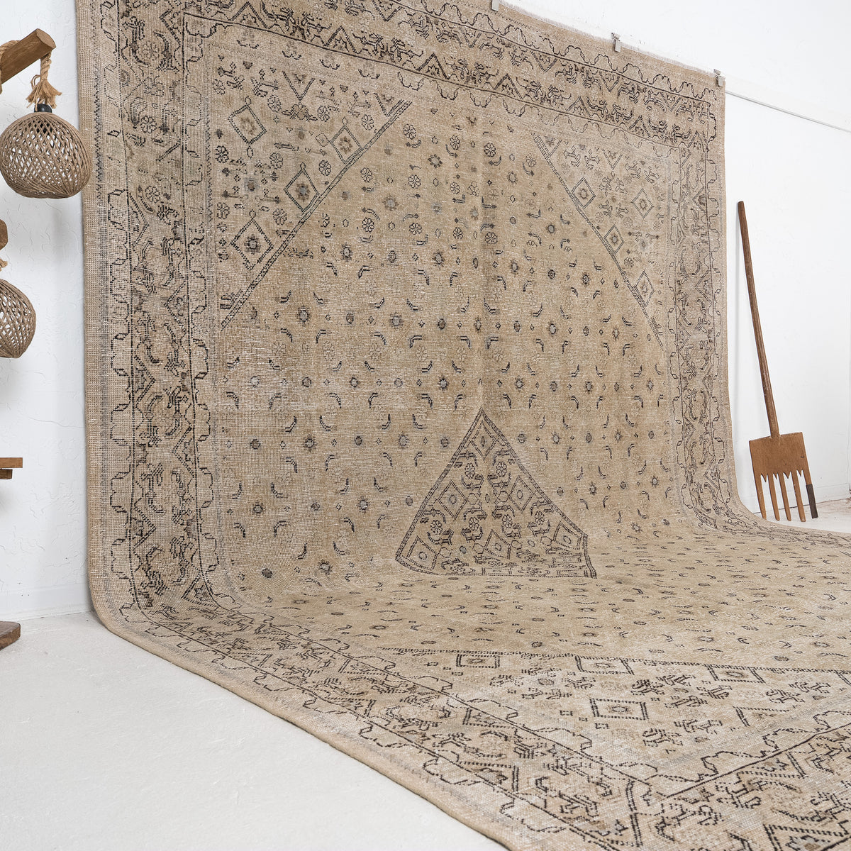 Beige and Brown Area Wool Rug