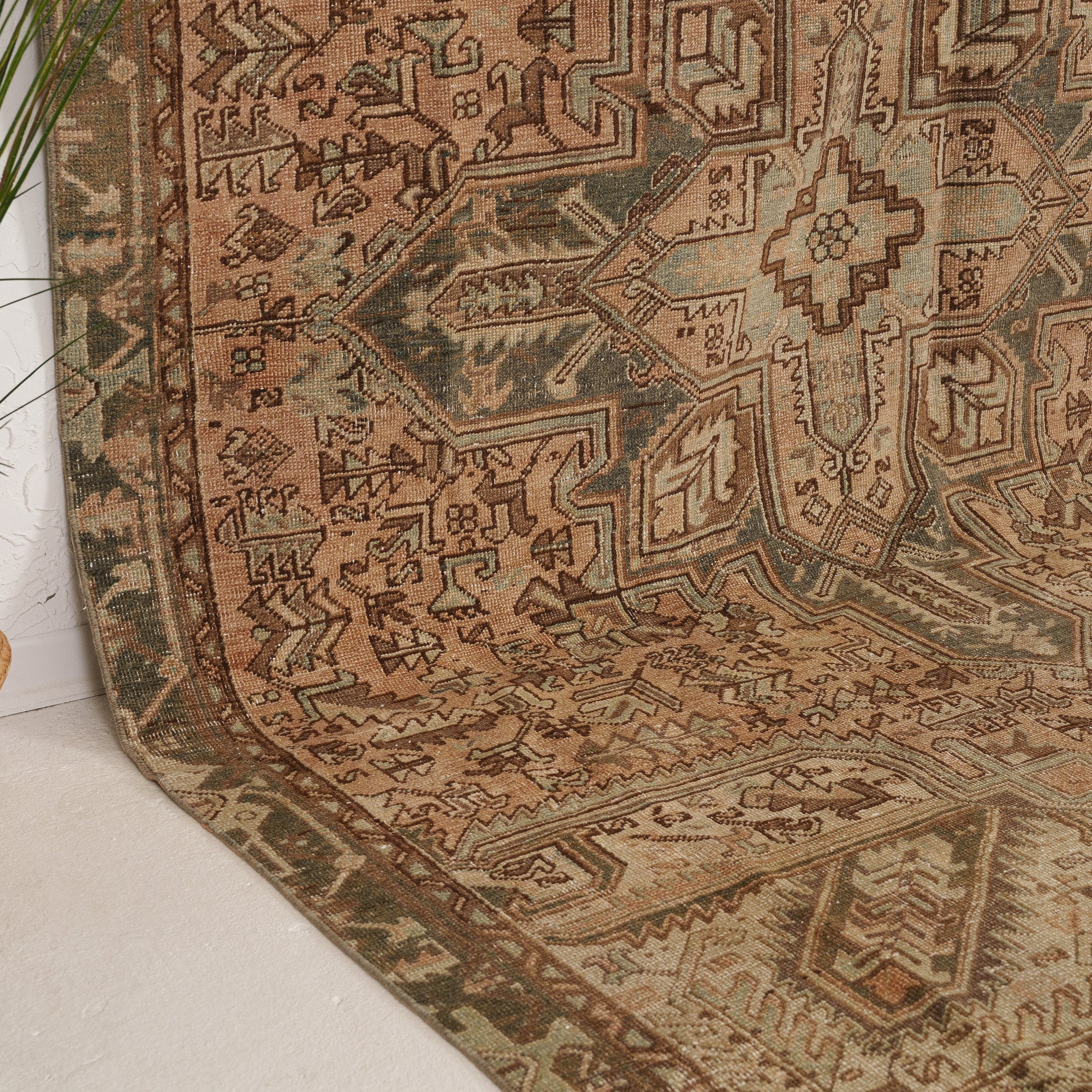 Beige and Brown Area Wool Rug