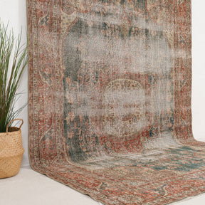 Gray and Red Area Wool Rug