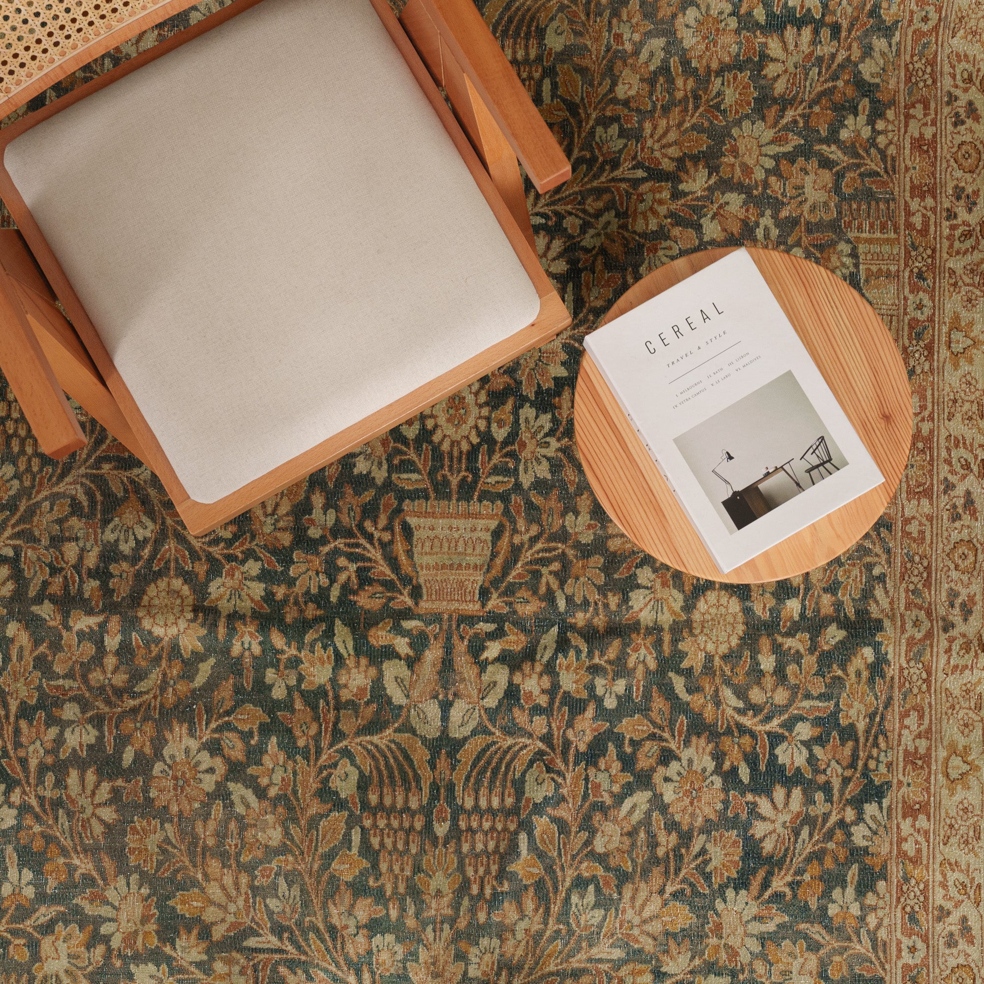 Antiquewashed Blue Area Rug