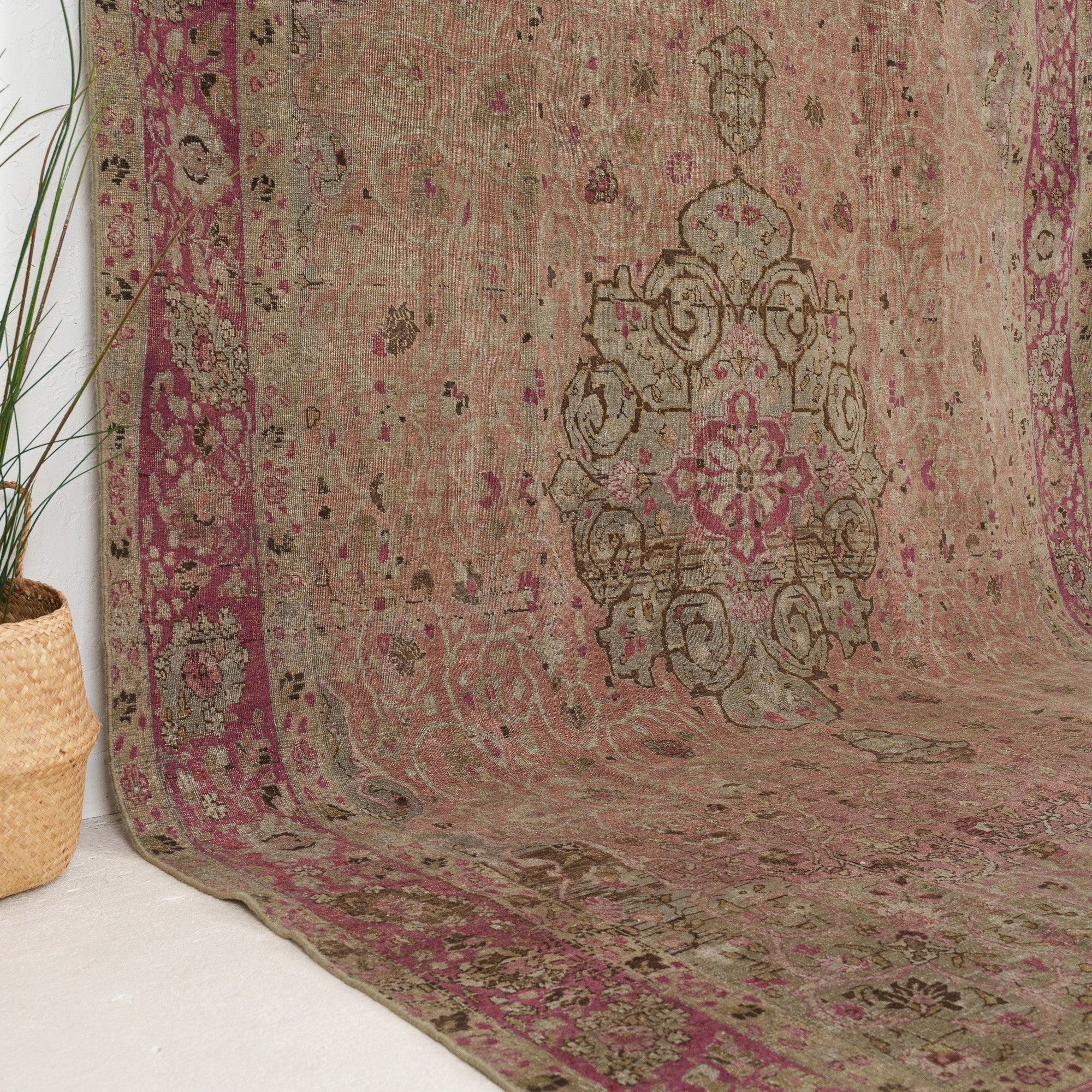 Pink and Blue Area Wool Rug