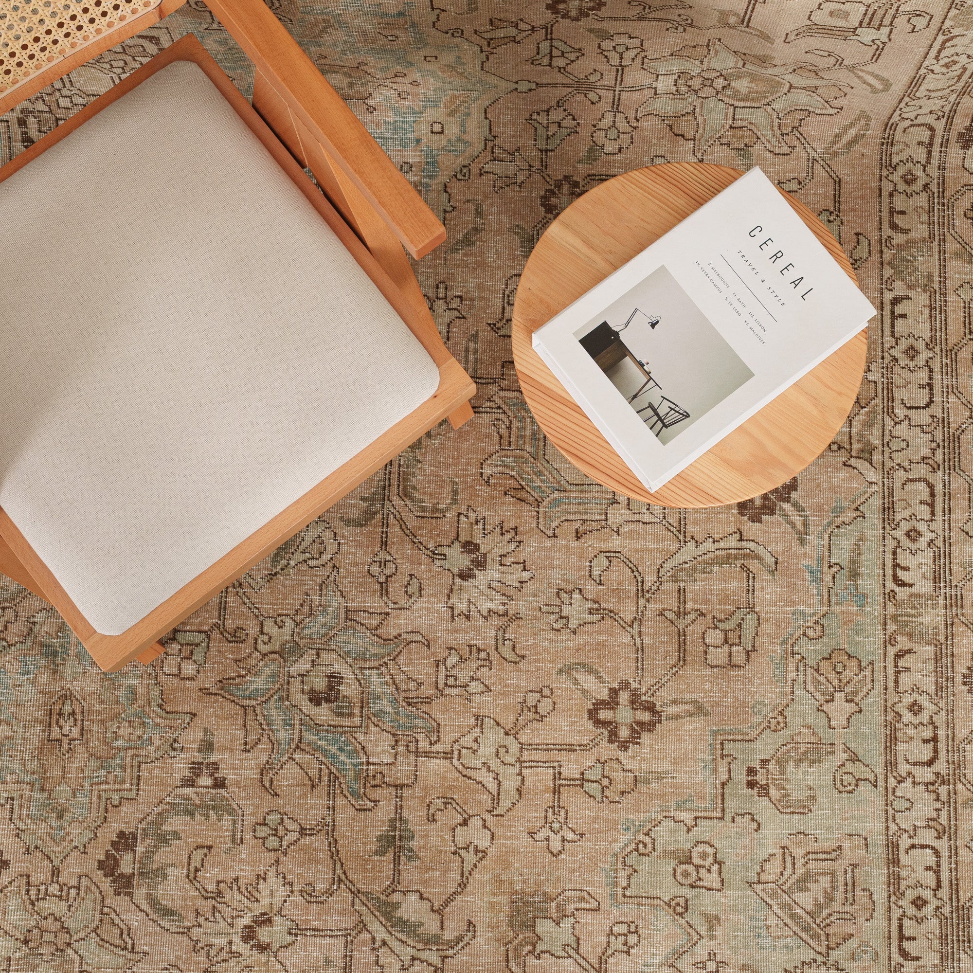 Antiquewashed Beige Area Rug