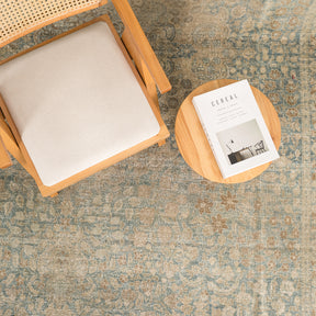 Antiquewashed Blue Area Rug