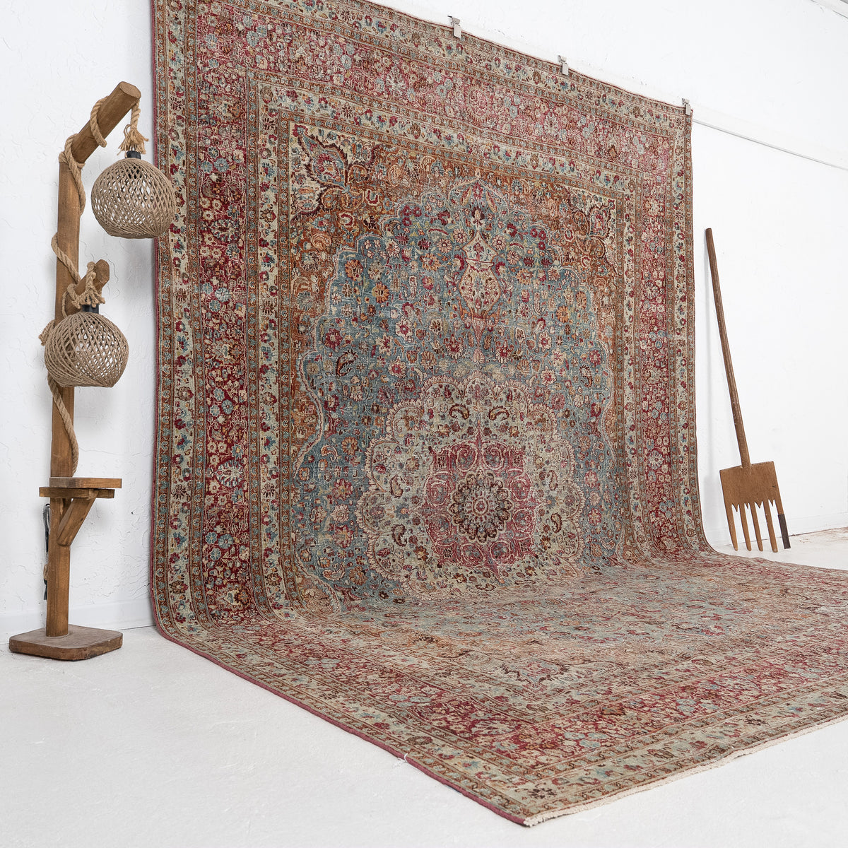 Blue and Red Area Wool Rug