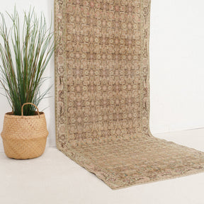 Beige and Pink Runner Wool Rug