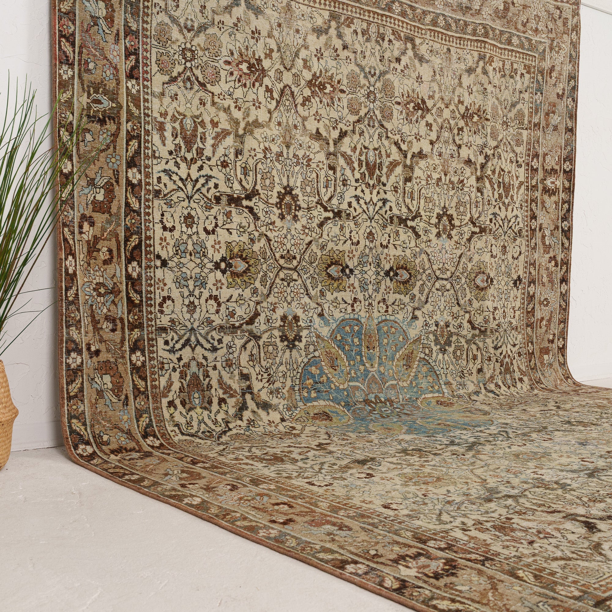 Beige and Brown Area Wool Rug