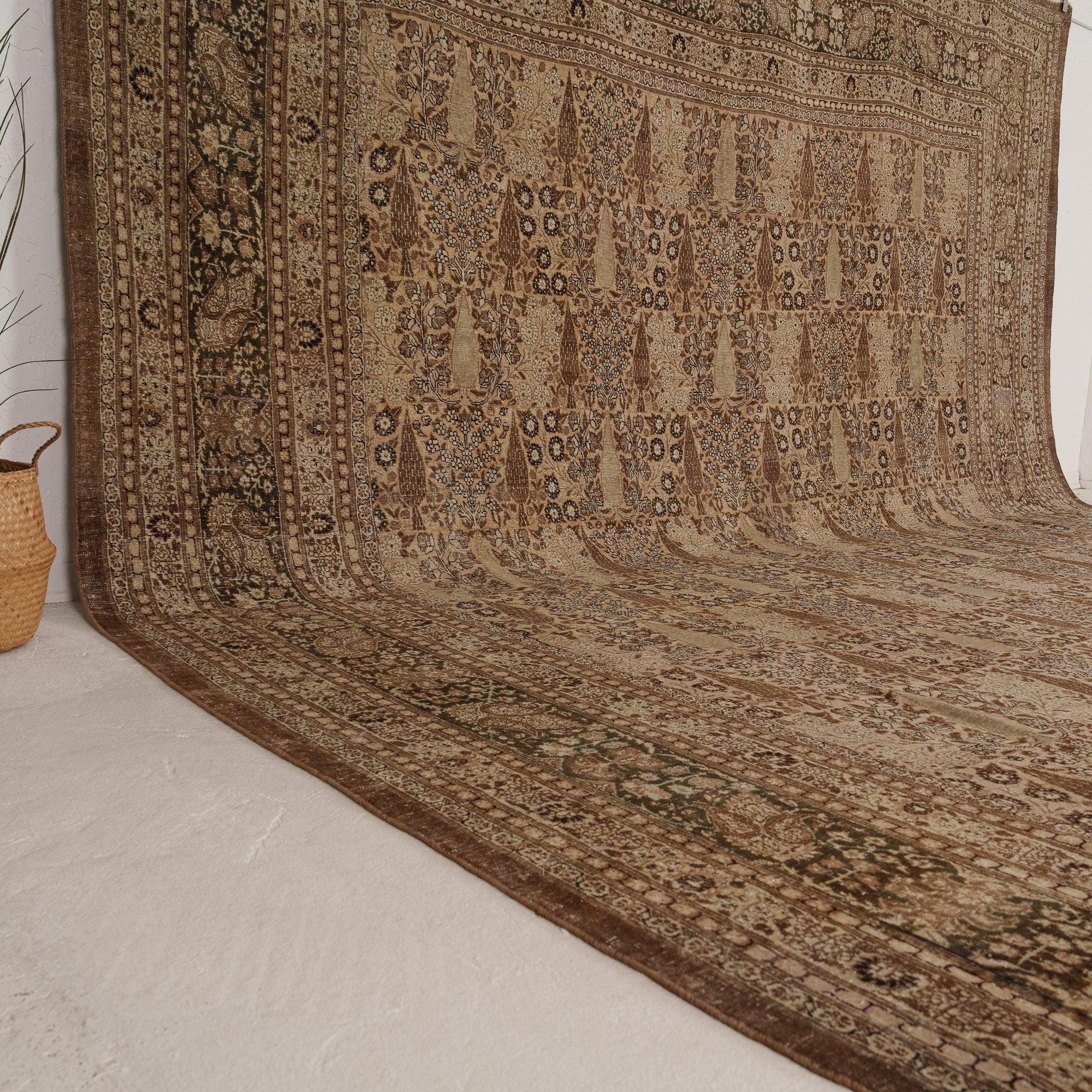 Beige and Brown Area Wool Rug