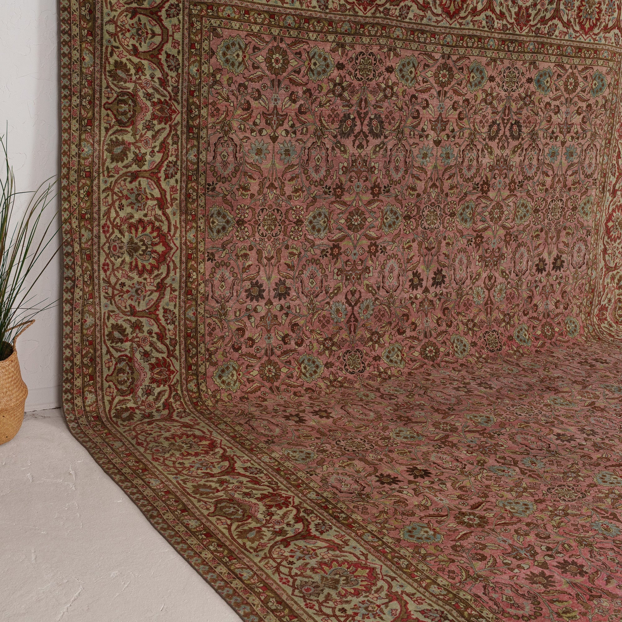 Pink and Blue Area Wool Rug