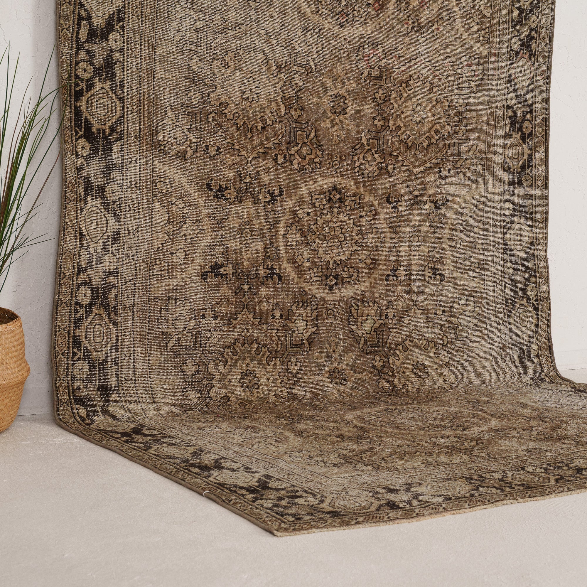 Beige and Brown Area Wool Rug