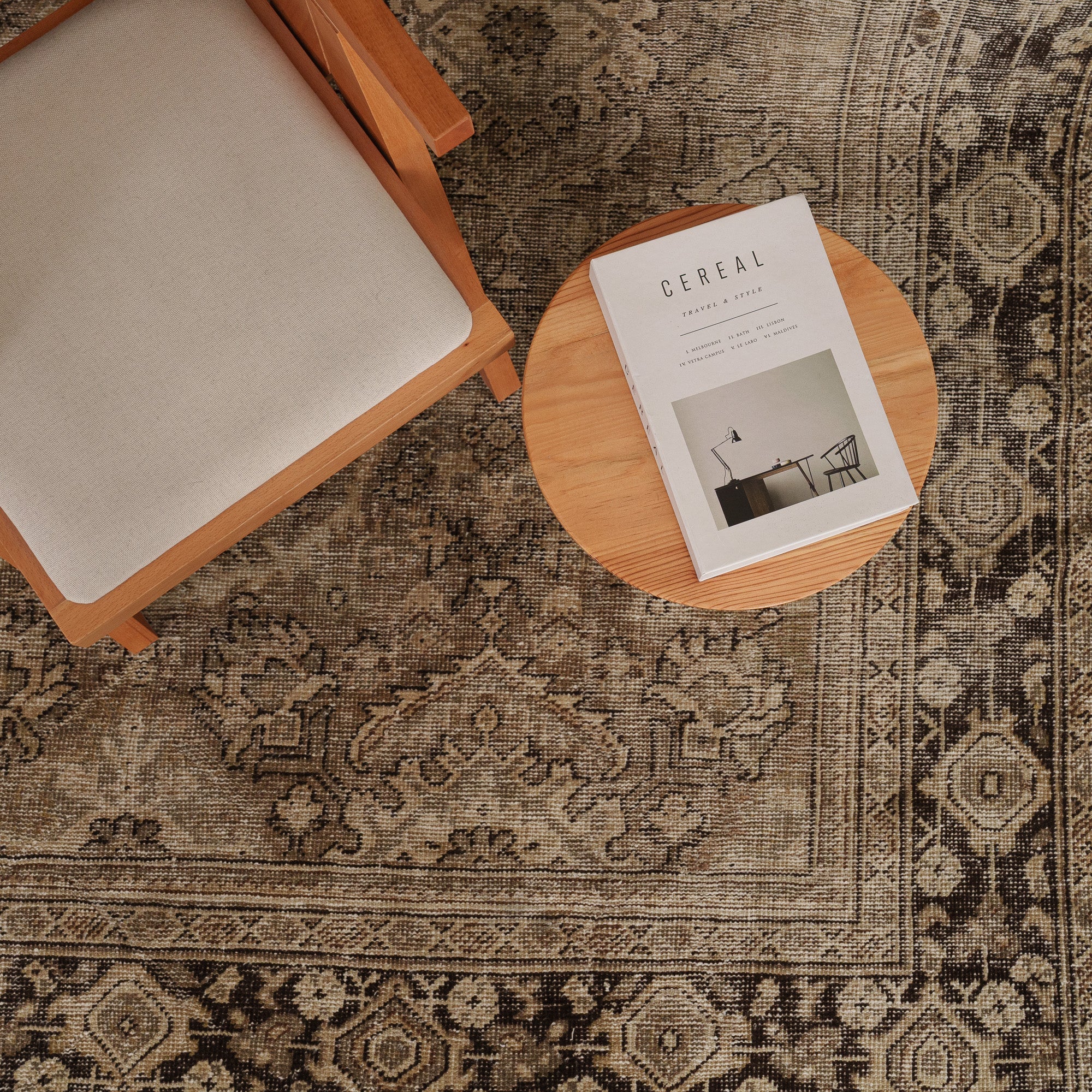 Antiquewashed Beige Area Rug