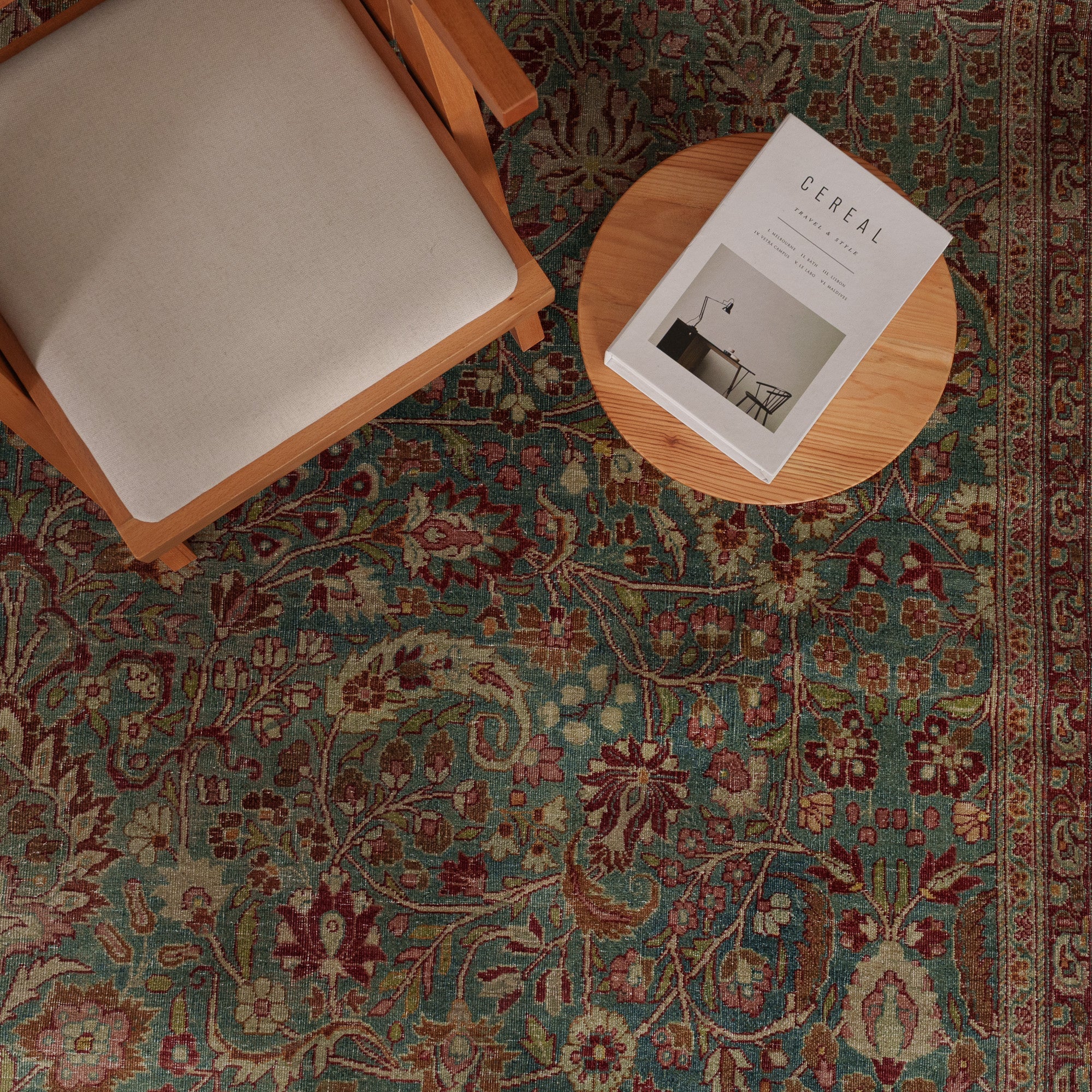 Antiquewashed Blue Area Rug