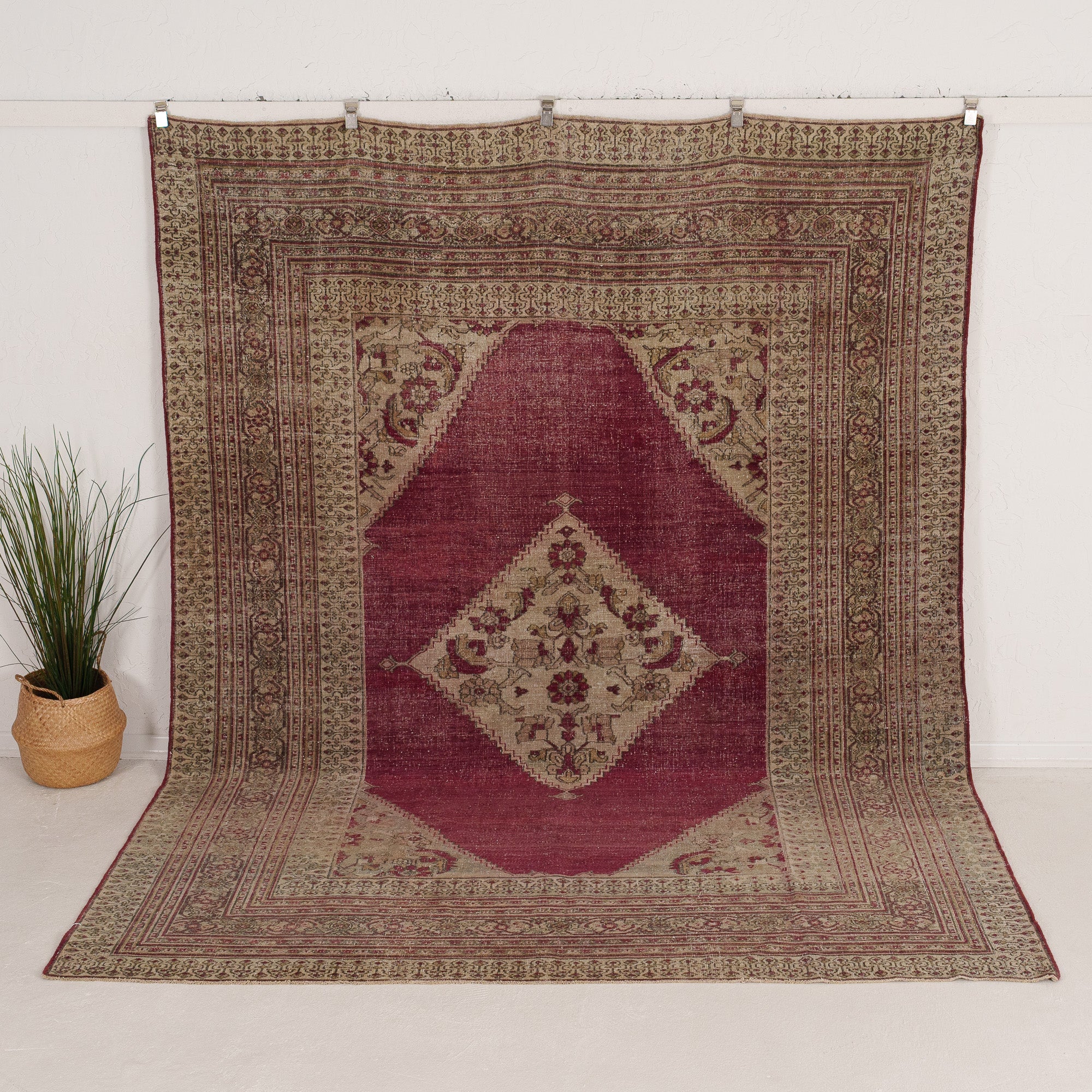 8' x 11' - Vintage Persian Area Rug, Pink - Carmelinda | Kuden Rugs