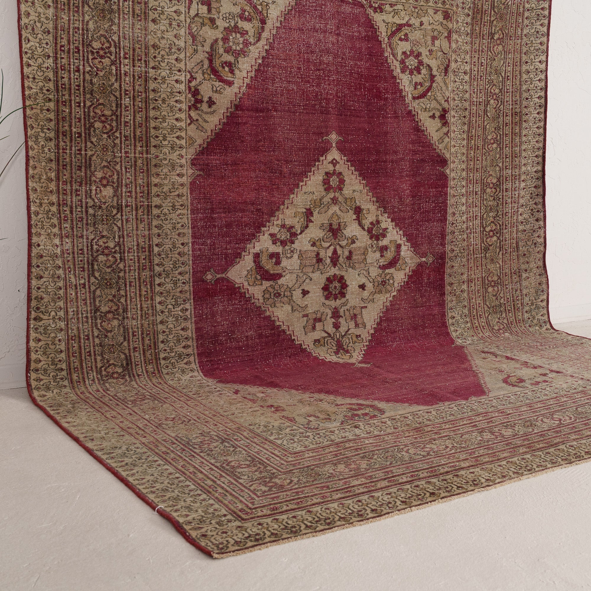 Pink and Beige Area Wool Rug