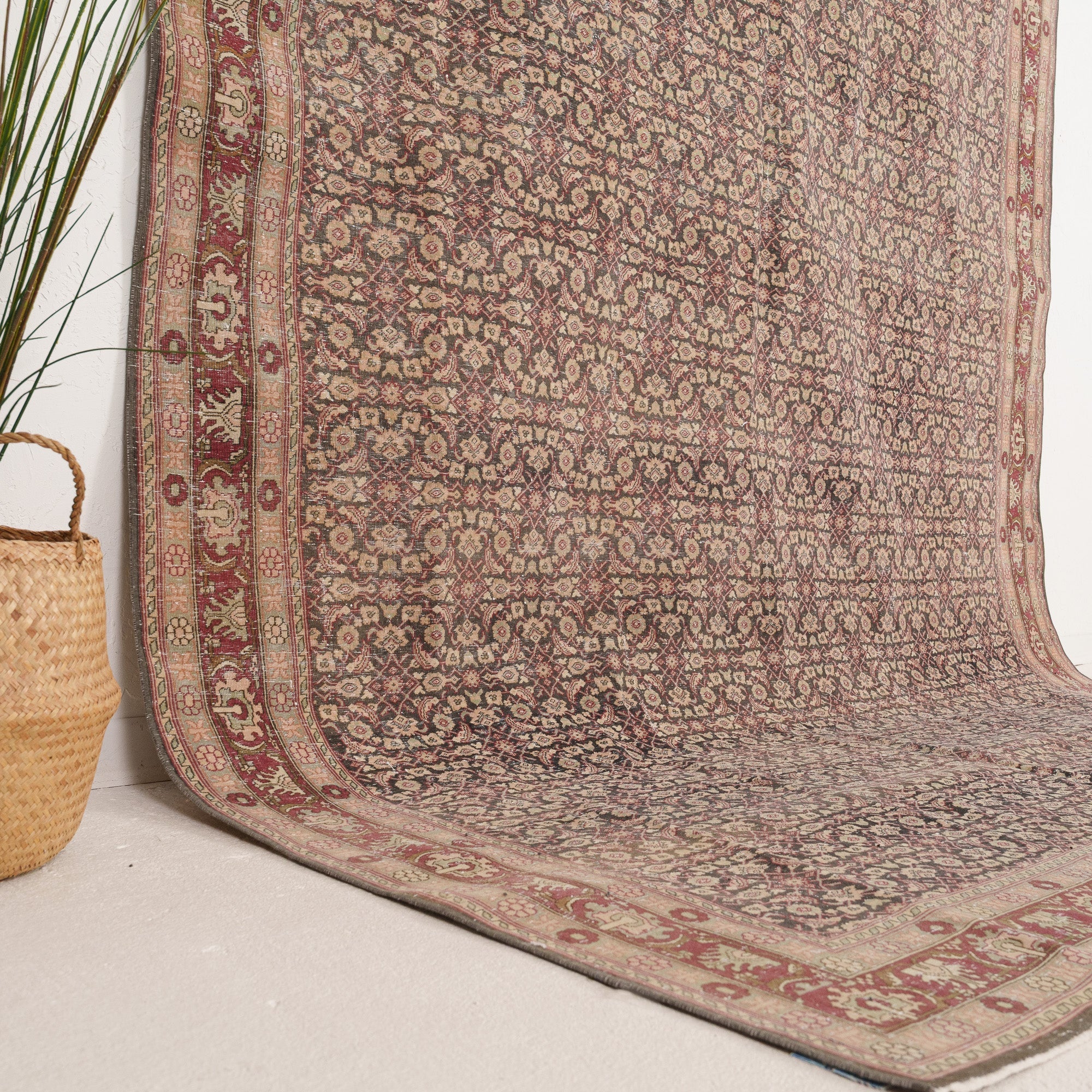 Brown and Red Area Wool Rug