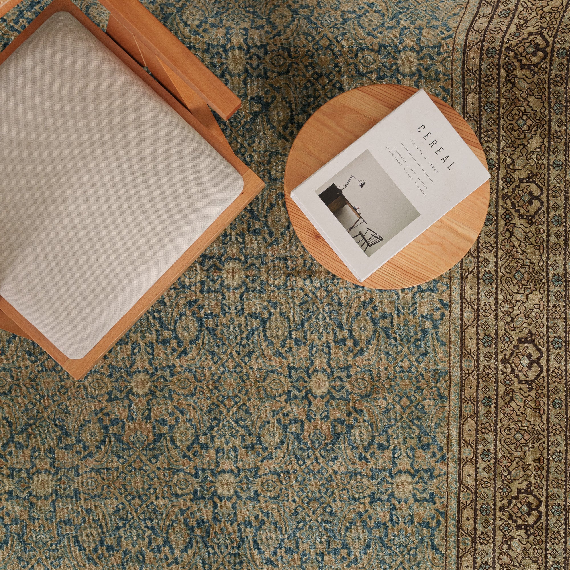 Antiquewashed Blue Area Rug