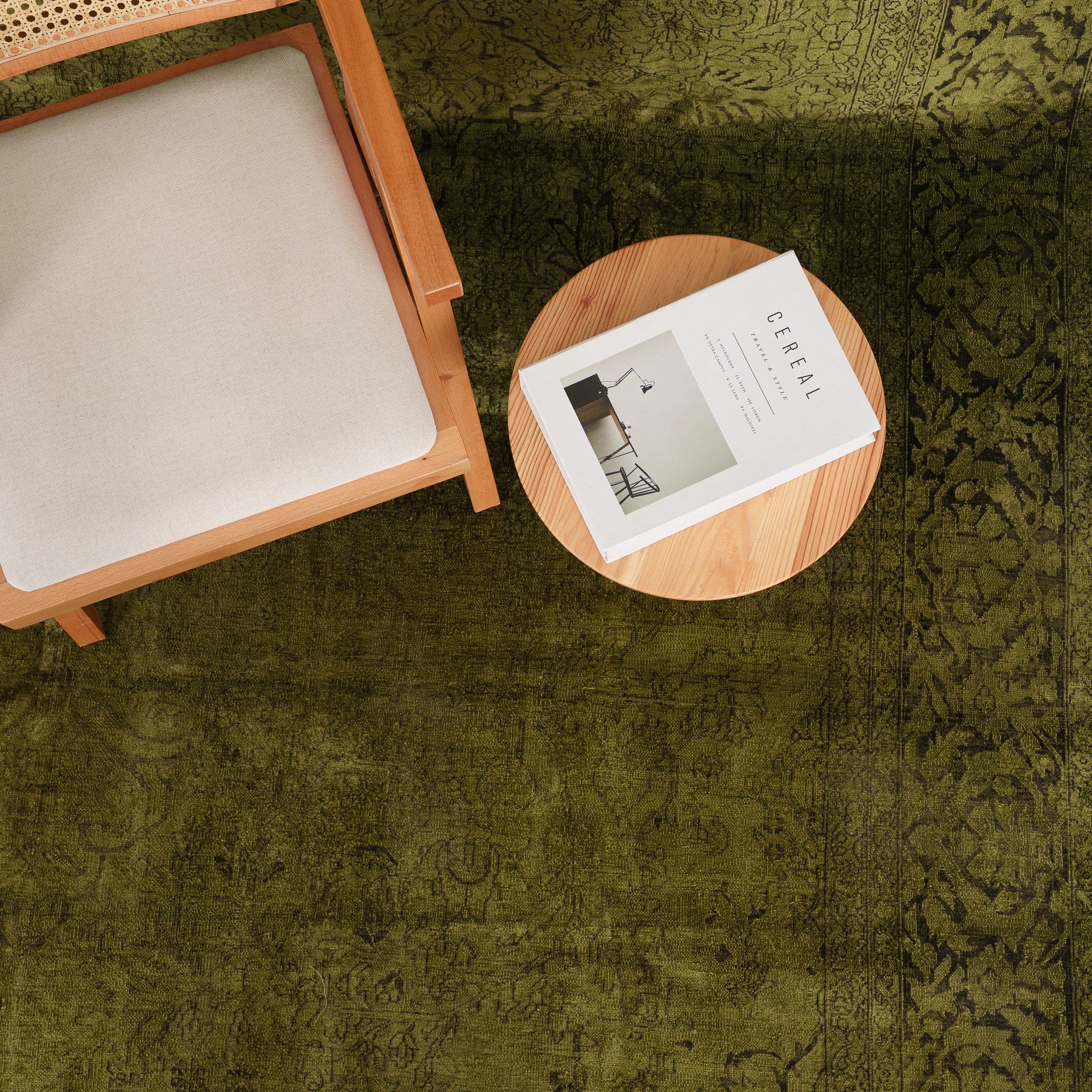 Overdyed Green Area Rug