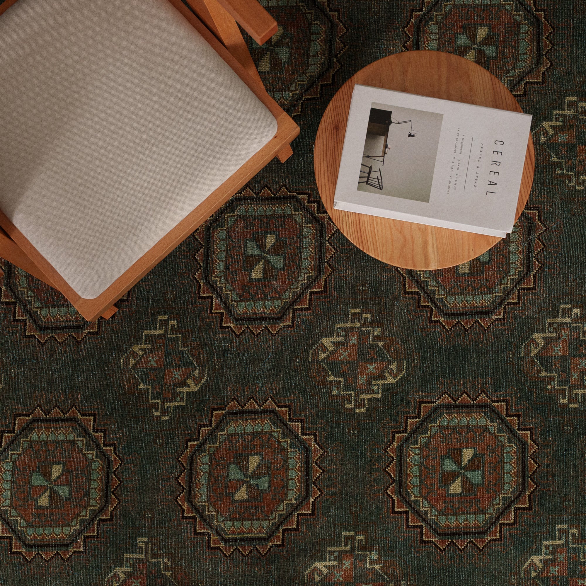 Antiquewashed Blue Area Rug