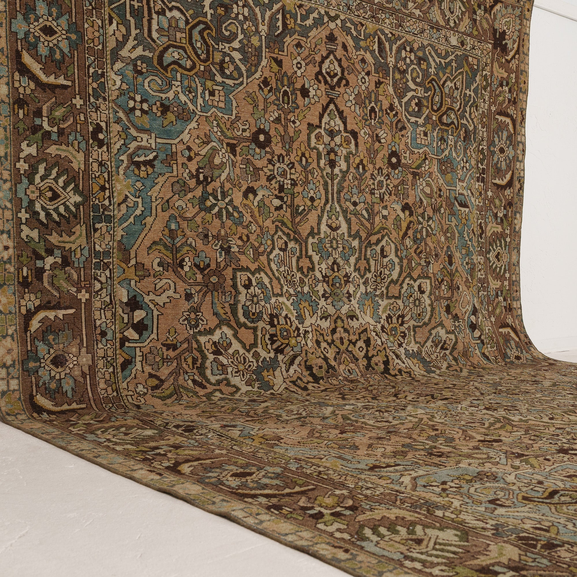 Orange and Blue Area Wool Rug