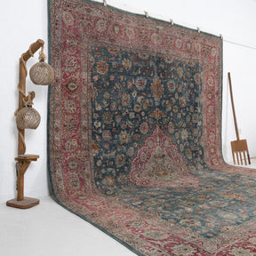 Blue and Pink Area Wool Rug