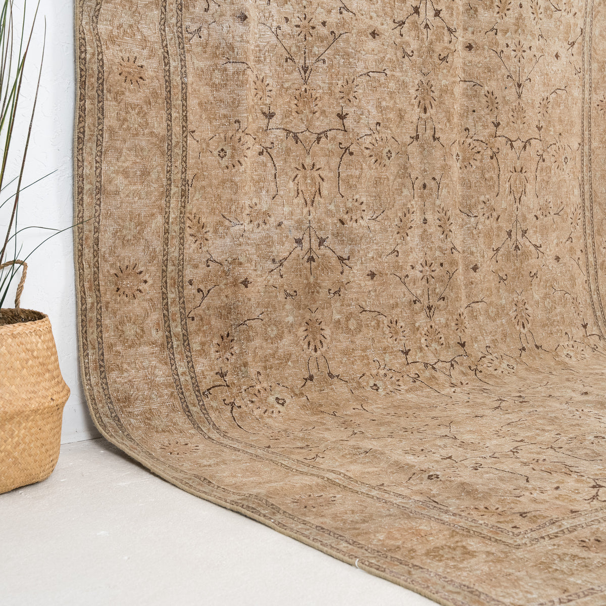 Beige and Brown Area Wool Rug