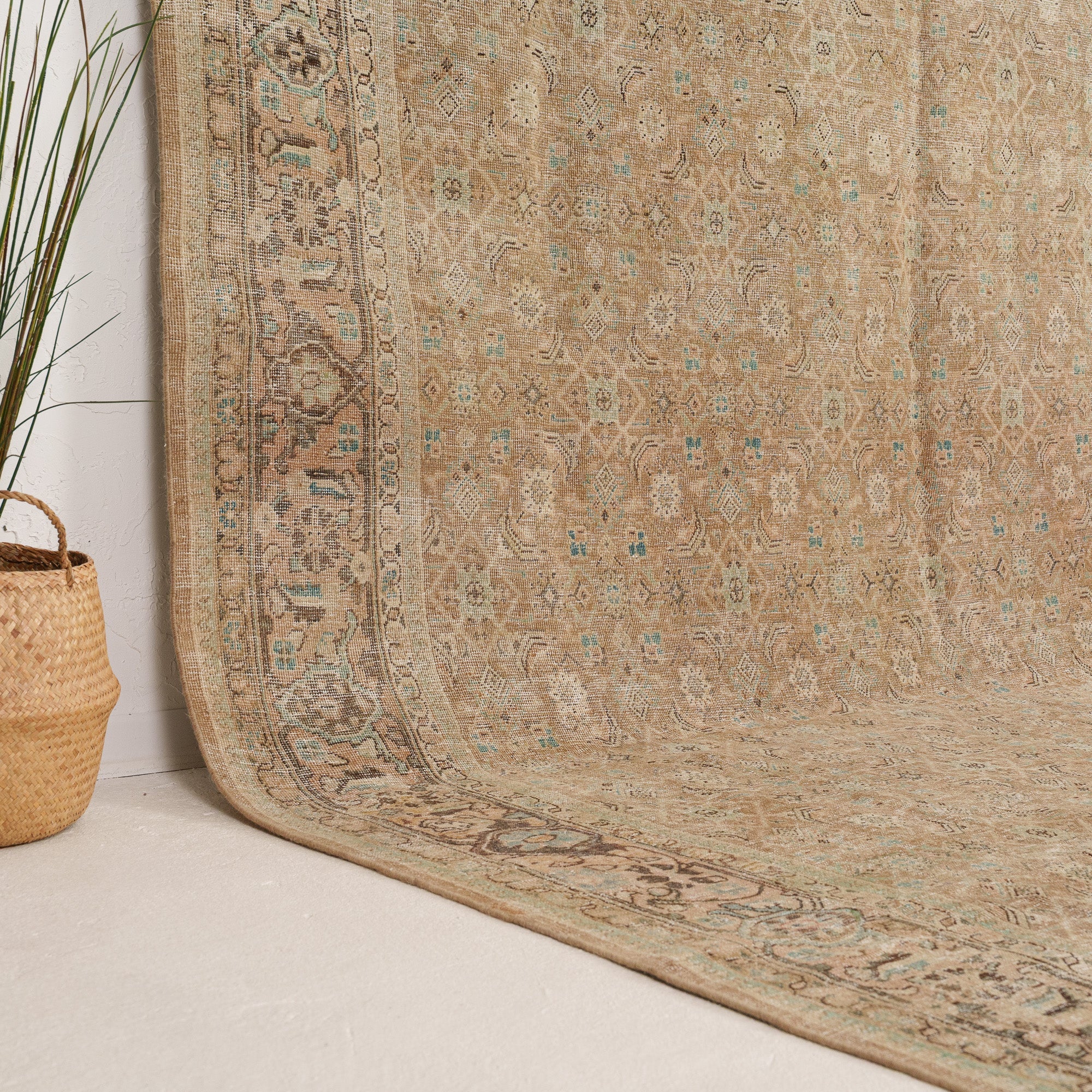 Beige and Brown Area Wool Rug