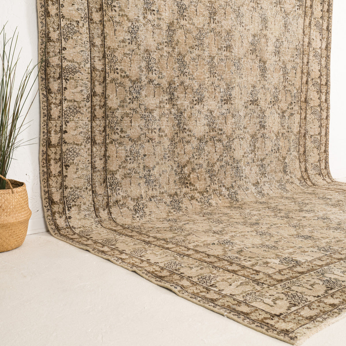 Beige and Brown Area Wool Rug