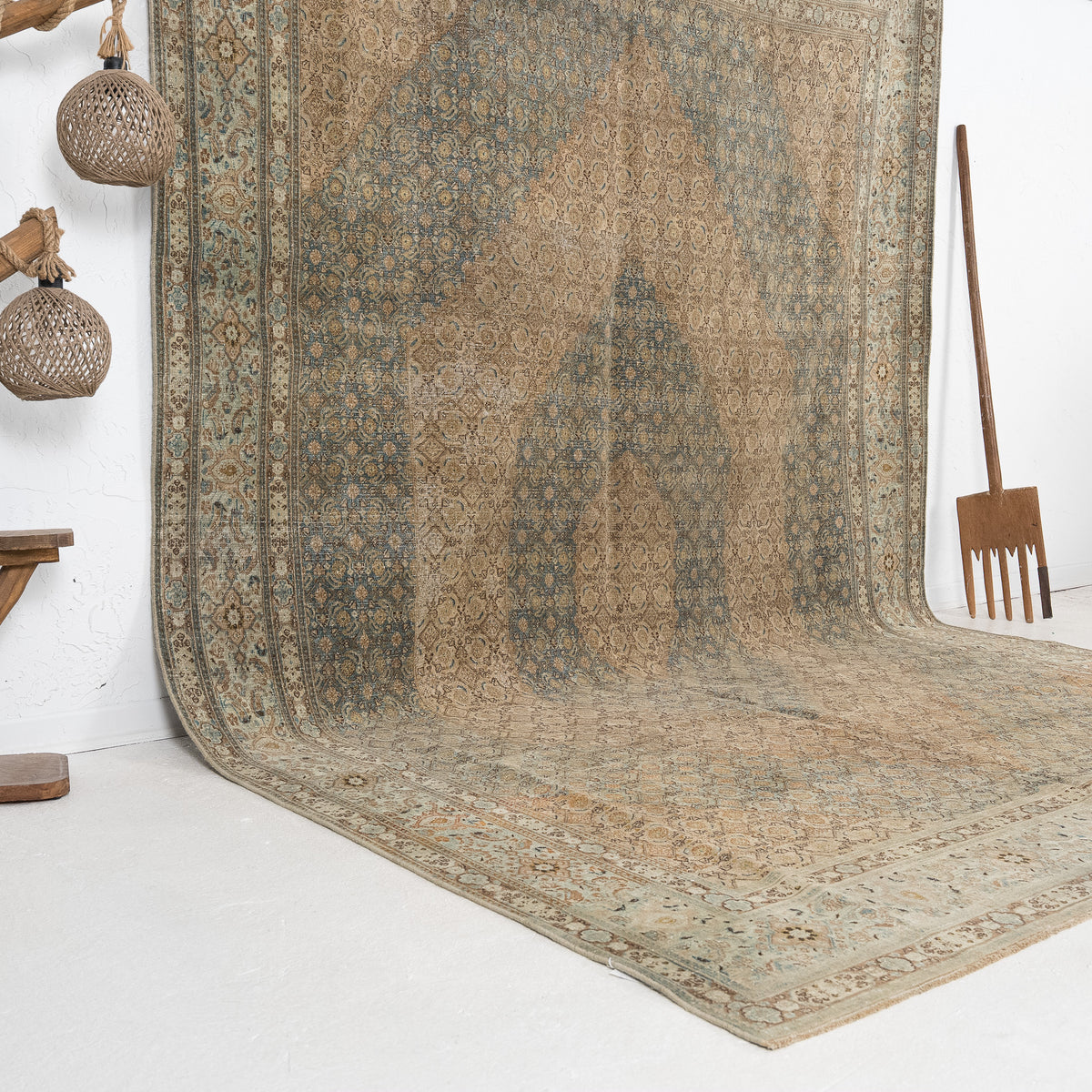 Blue and Beige Area Wool Rug