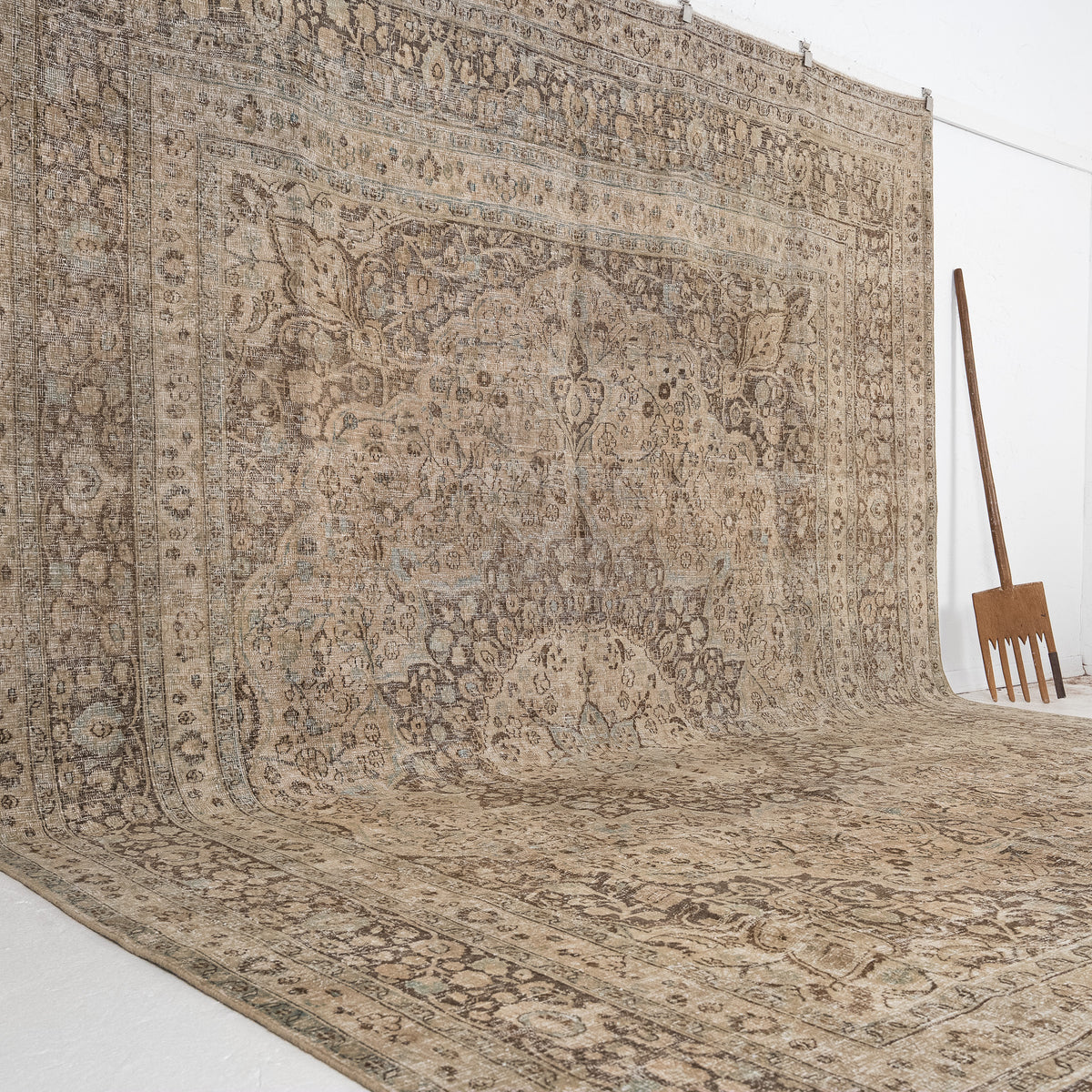 Beige and Brown Area Wool Rug
