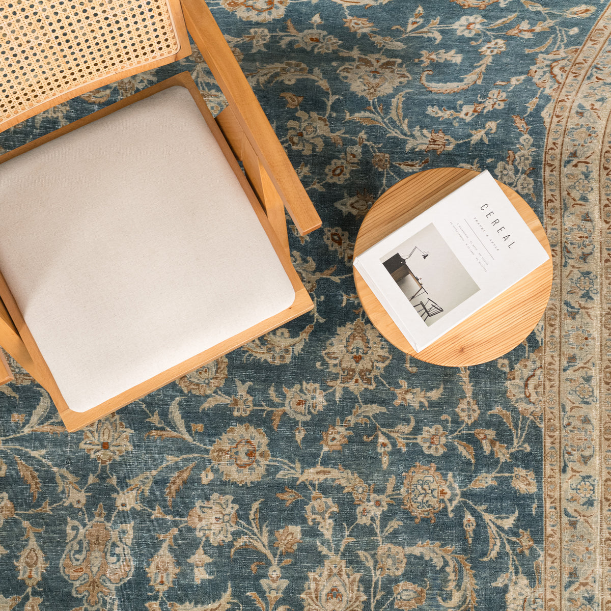 Antiquewashed Blue Area Rug