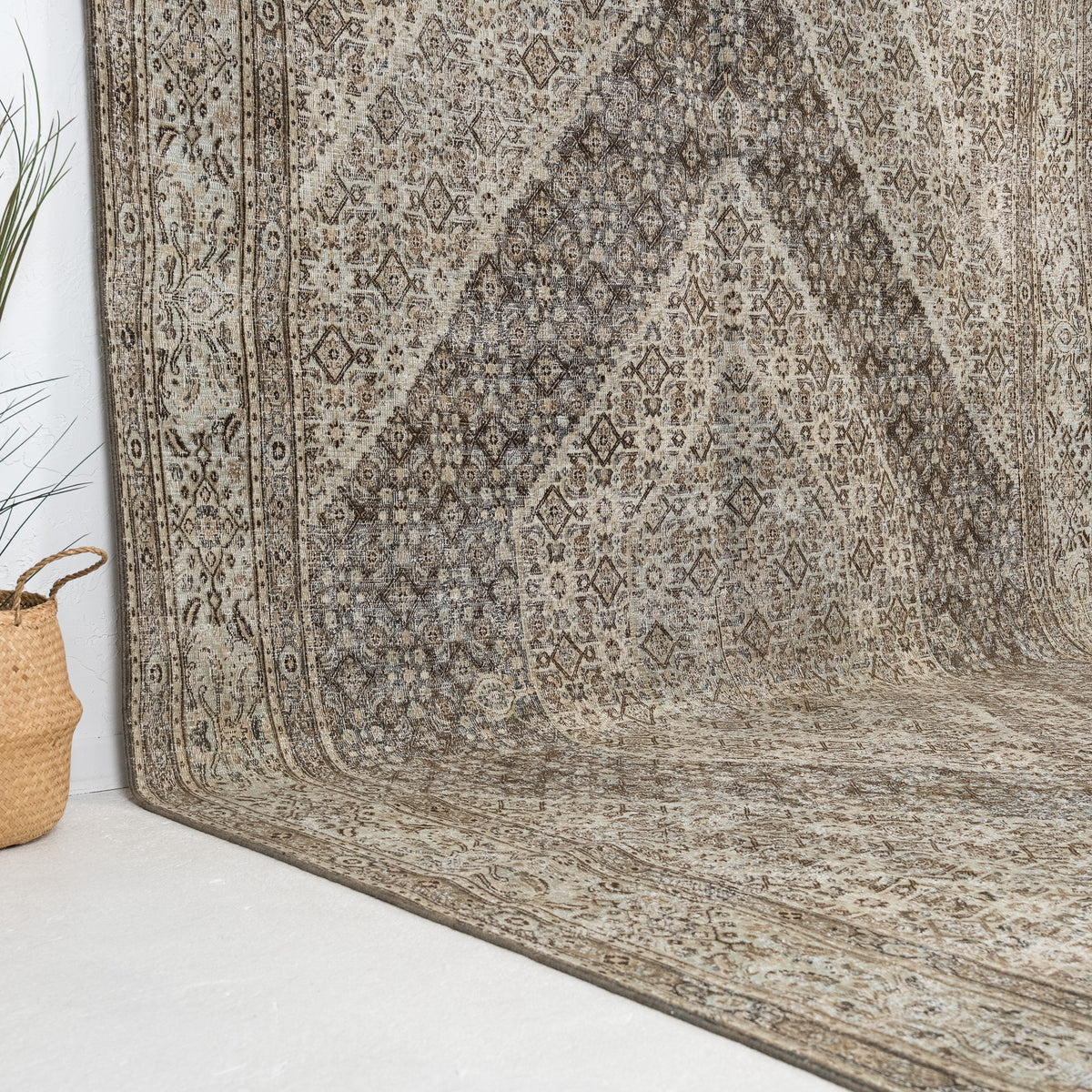Brown and Beige Area Wool Rug