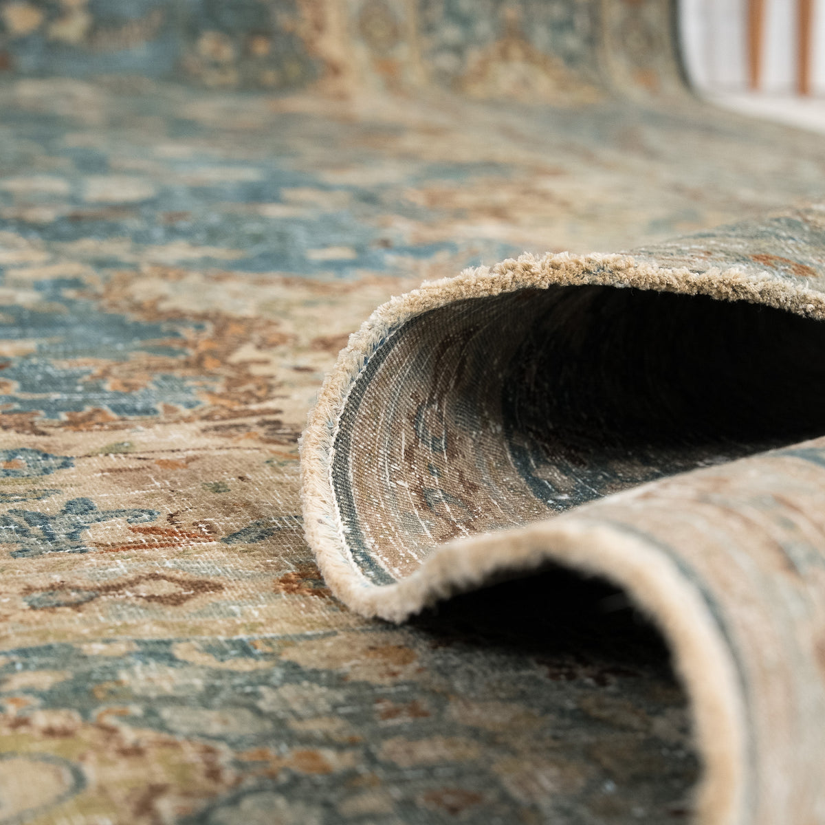 Antiquewashed Blue Area Rug