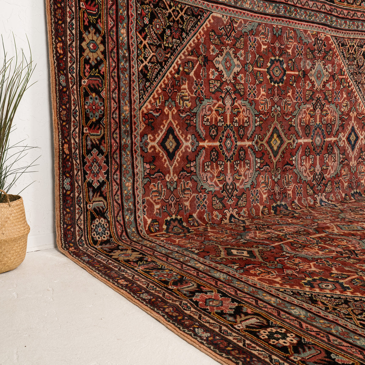 Red and Black Area Wool Rug