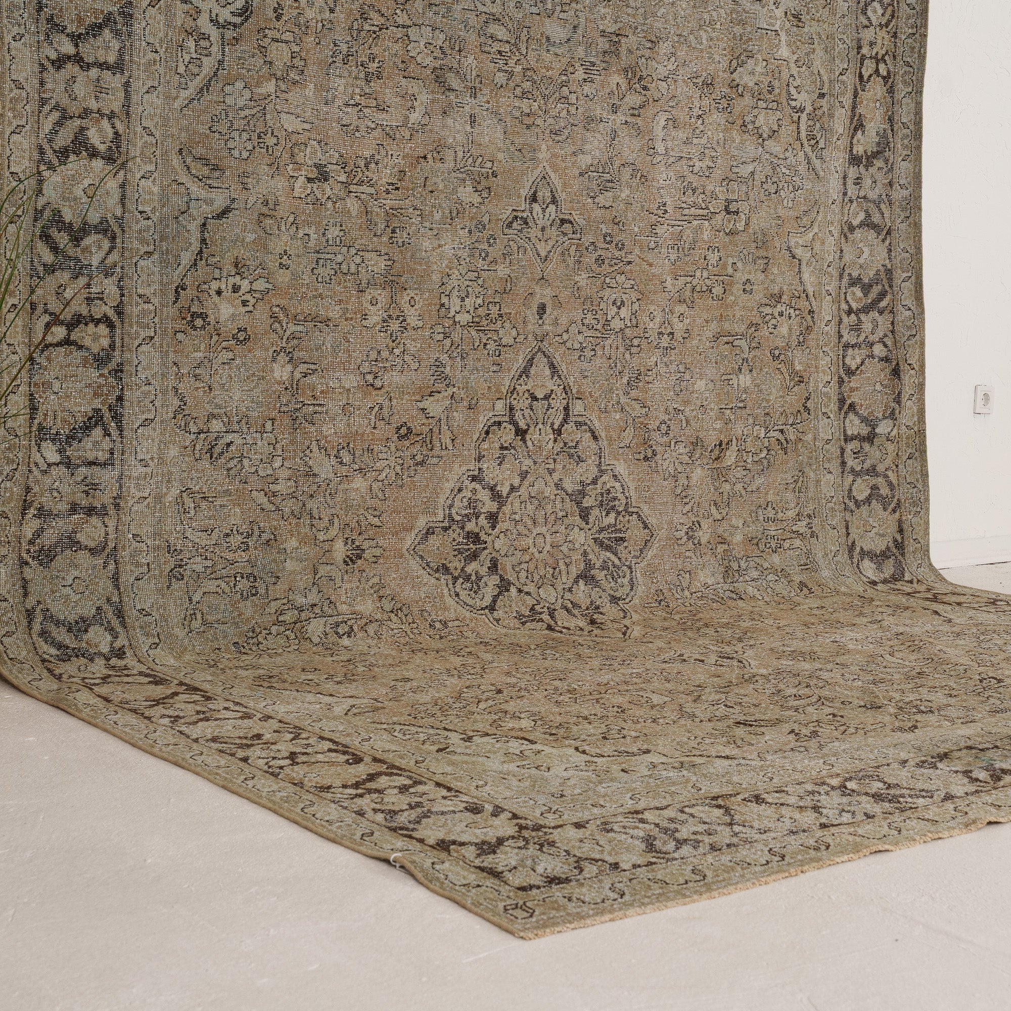 Beige and Brown Area Wool Rug