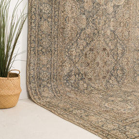 Beige and Blue Area Wool Rug