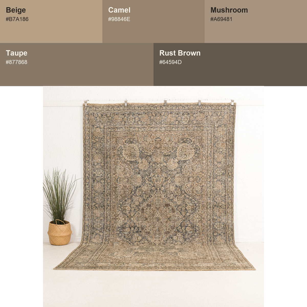 Large Beige Antique Rug