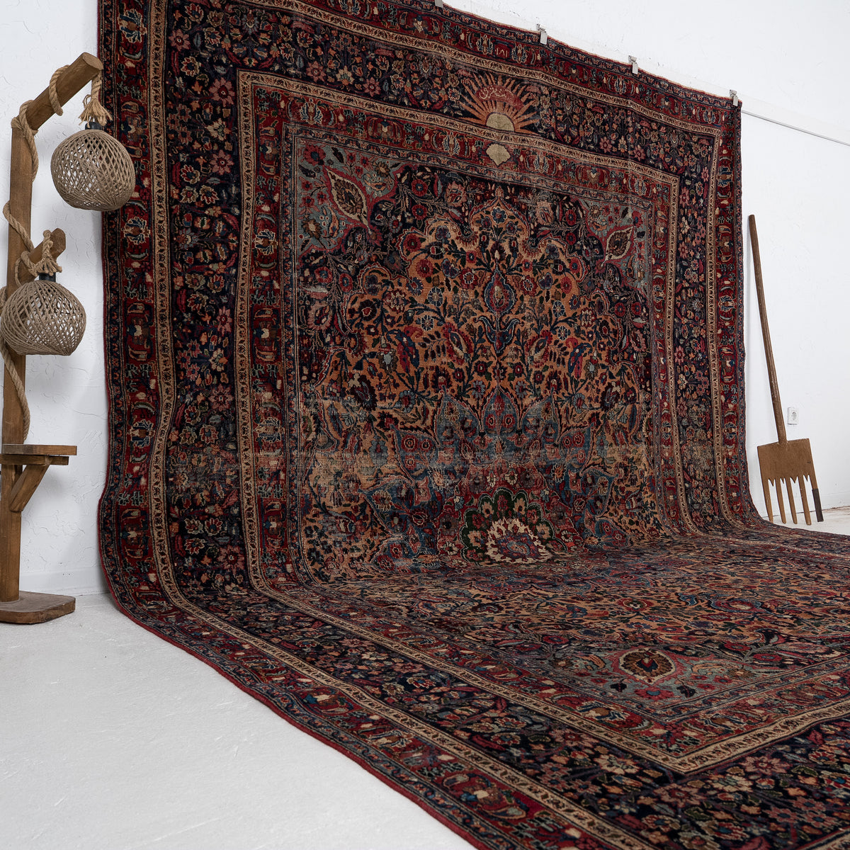 Red and Brown Area Wool Rug