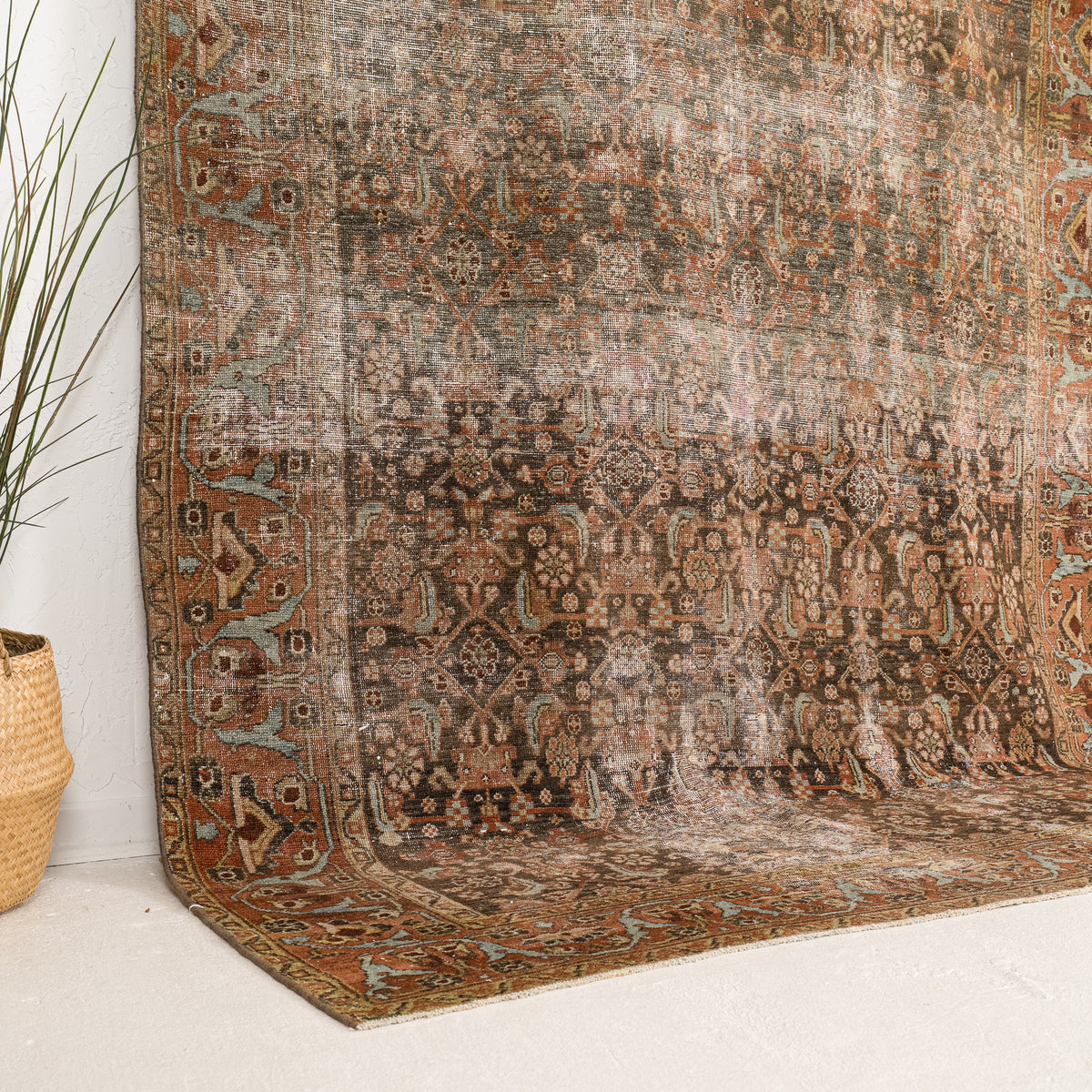 Brown and Orange Area Wool Rug