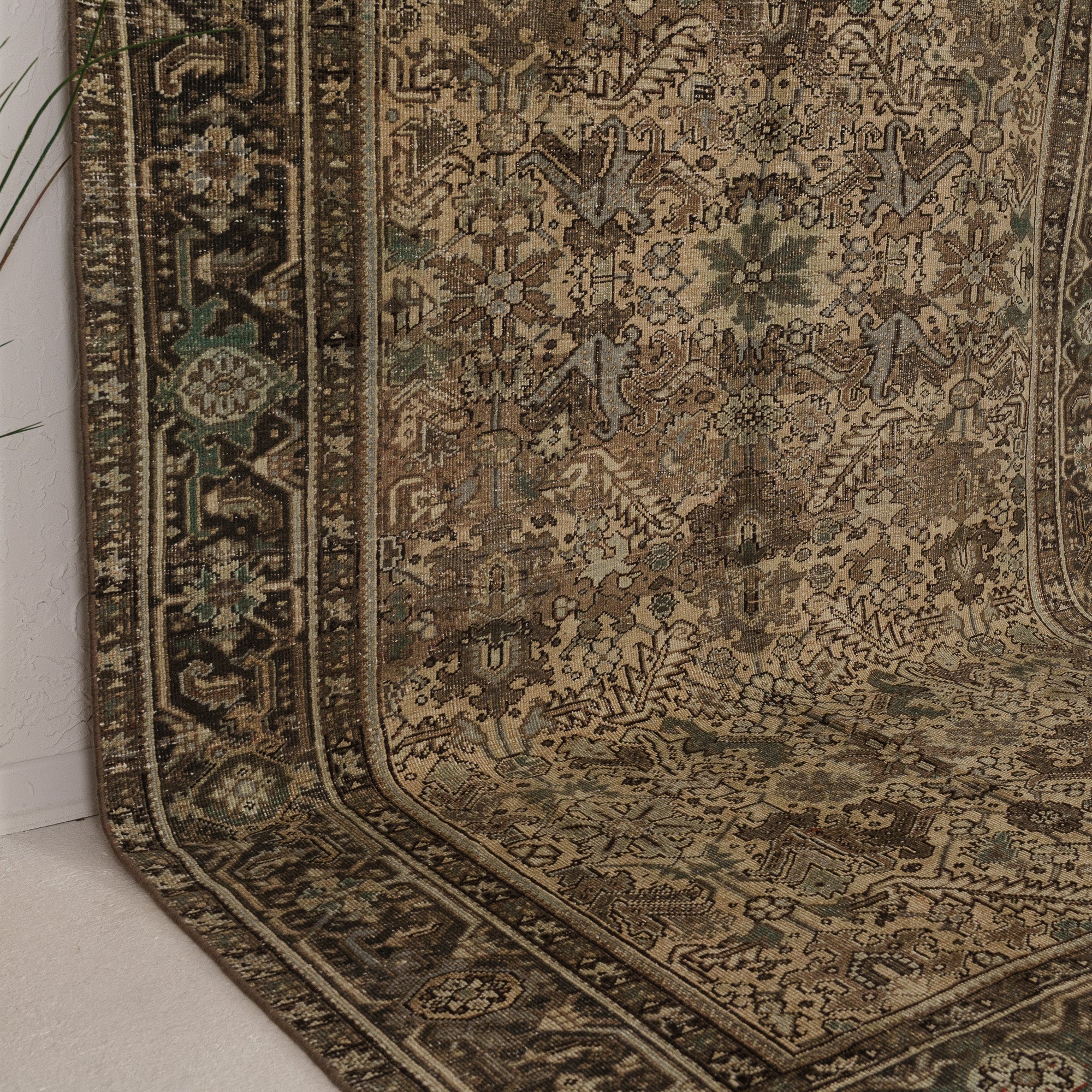 Brown and Beige Area Wool Rug
