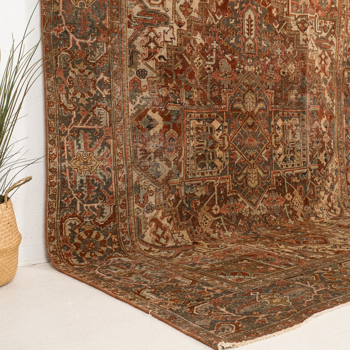 Red and Beige Area Wool Rug