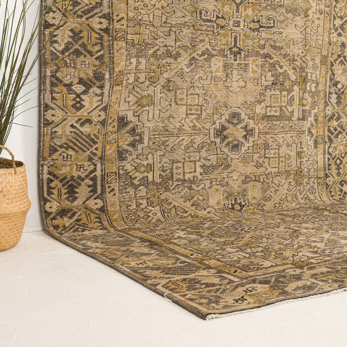 Beige and Brown Area Wool Rug