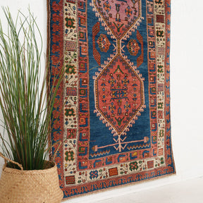 Blue and Pink Area Wool Rug