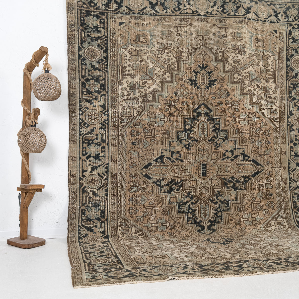 Beige and Brown Area Wool Rug