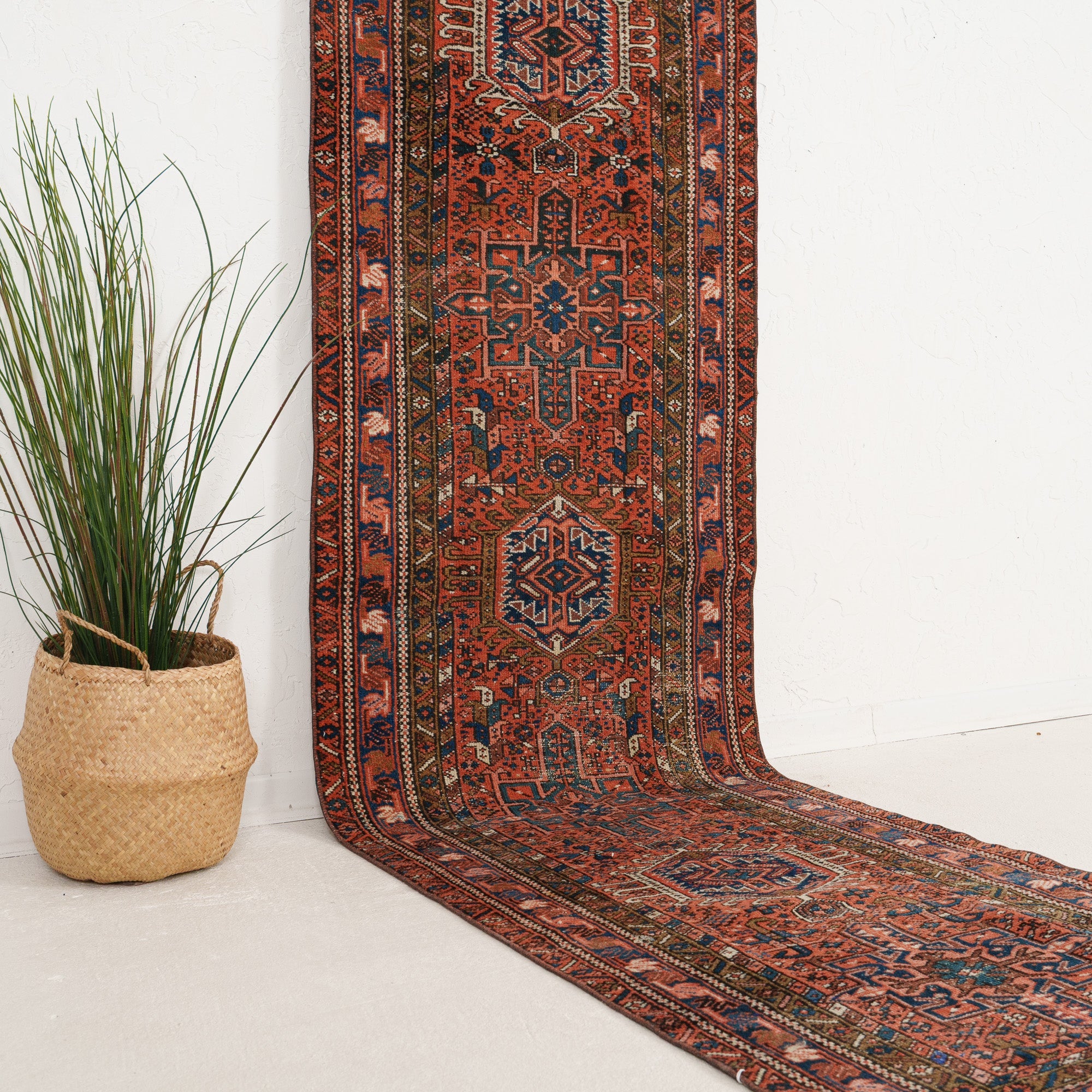 Red and Blue Runner Wool Rug