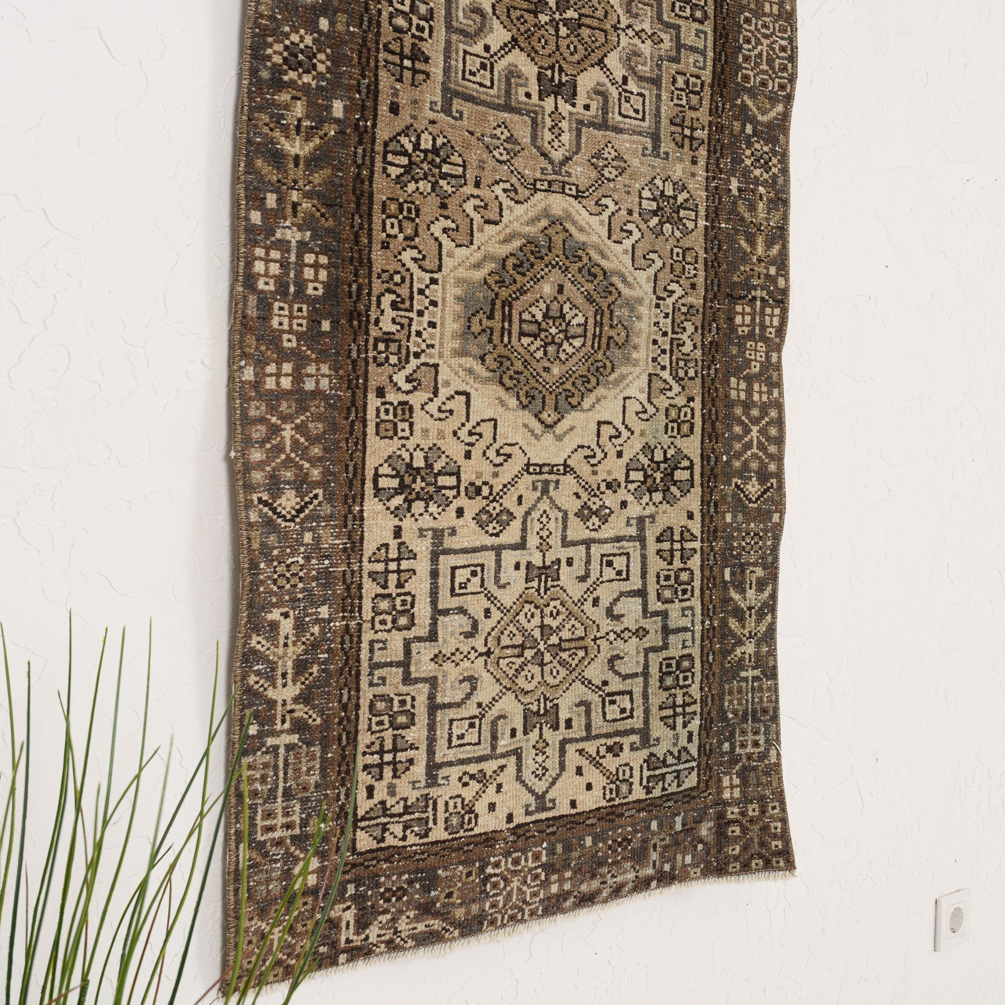 Beige and Brown Area Wool Rug