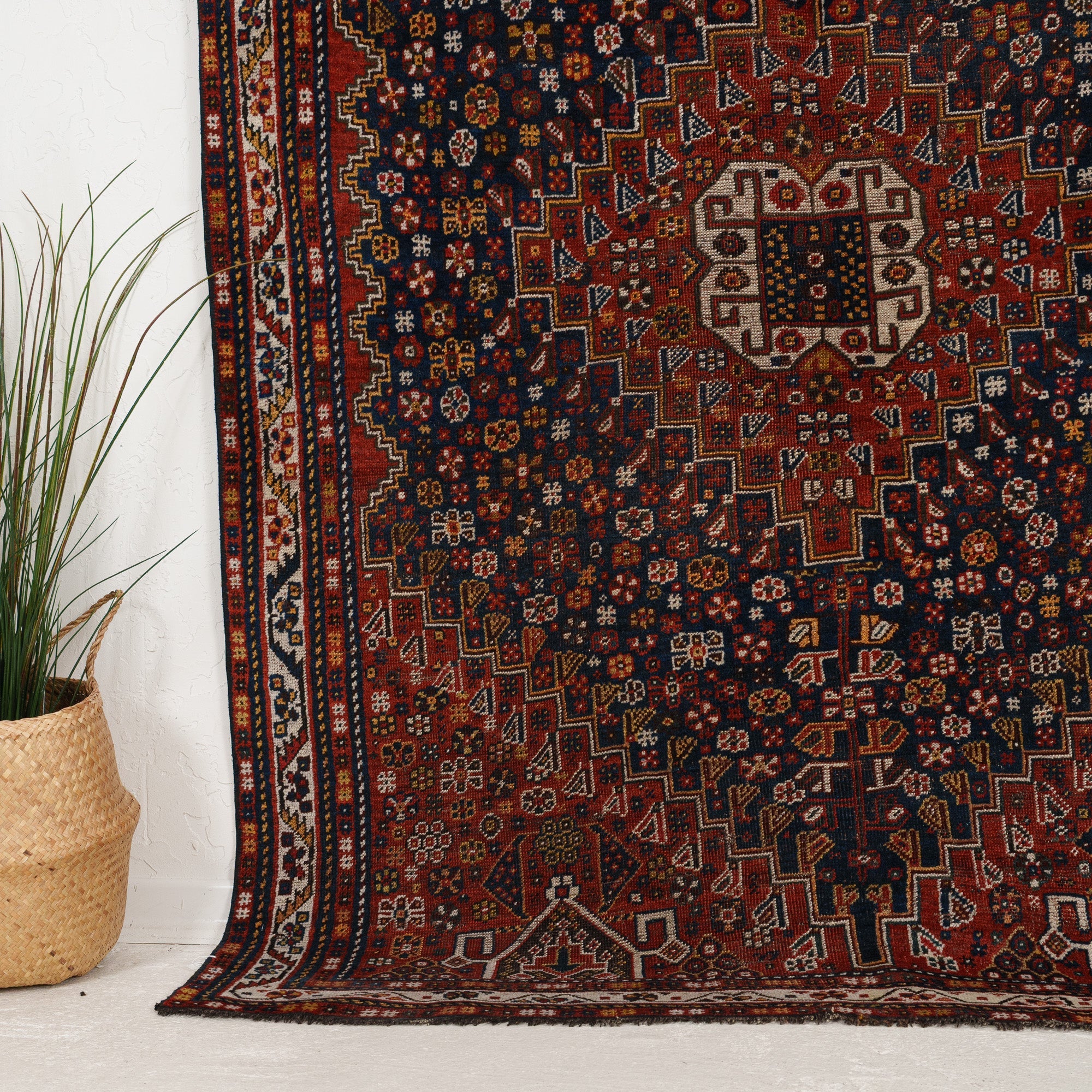 Blue and Red Area Wool Rug
