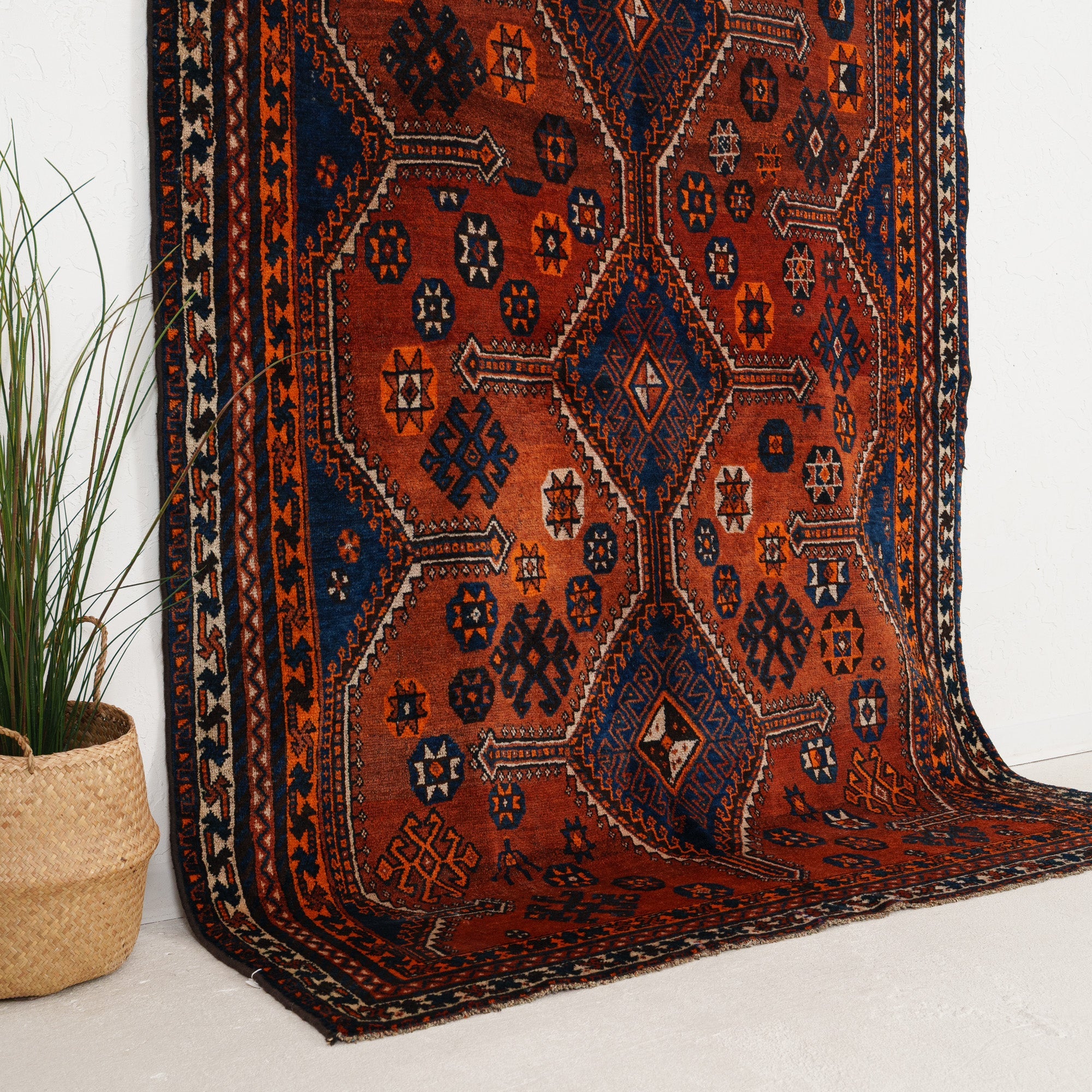 Orange and Blue Area Wool Rug