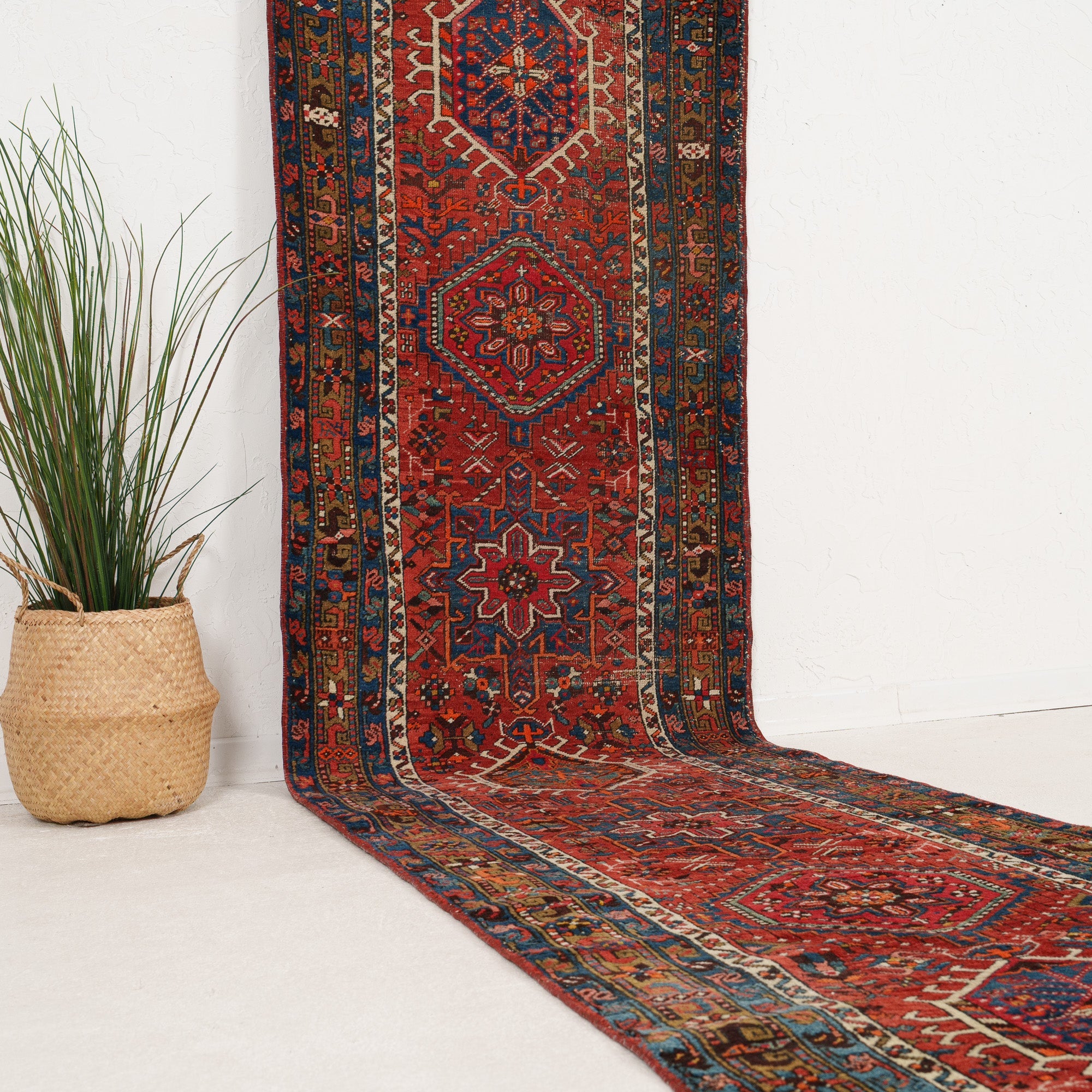 Red and Blue Runner Wool Rug