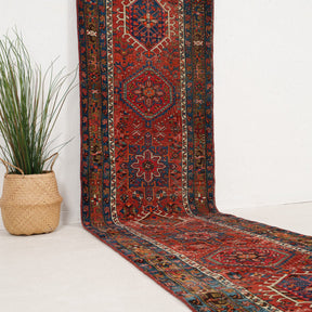 Red and Blue Runner Wool Rug